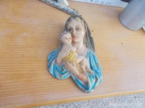 Antiquités: ANTIGUA VIRGEN DE ESCAYOLA (PARA RESTAURAR)
